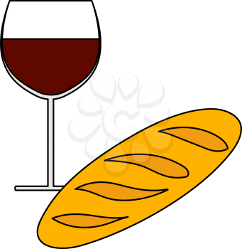 Easter Wine And Bread Icon. Editable Outline With Color Fill Design. Vector Illustration.