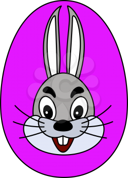 Easter Egg With Rabbit Icon. Editable Outline With Color Fill Design. Vector Illustration.