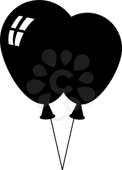 Two Balloons Icon. Black Glyph Design. Vector Illustration.