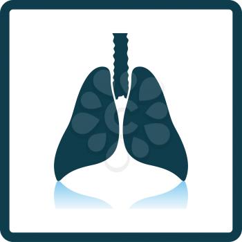 Human Lungs Icon. Square Shadow Reflection Design. Vector Illustration.