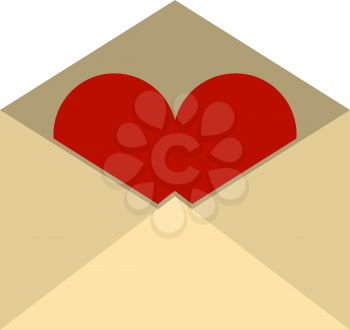 Valentine Envelop With Heart Icon. Flat Color Design. Vector Illustration.