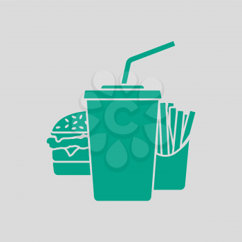 Fast Food Icon. Green on Gray Background. Vector Illustration.