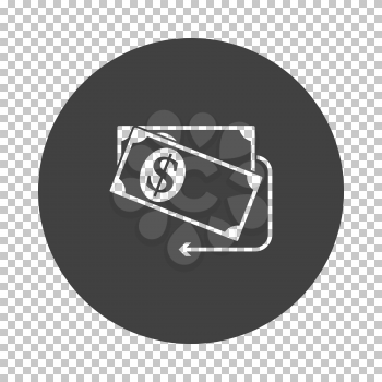 Cash Back Dollar Banknotes Icon. Subtract Stencil Design on Tranparency Grid. Vector Illustration.