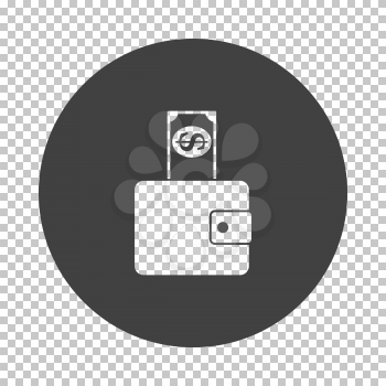 Dollar Get Out From Purse Icon. Subtract Stencil Design on Tranparency Grid. Vector Illustration.