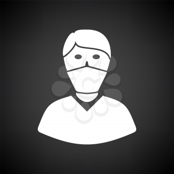 Medical Face Mask Icon. White on Black Background. Vector Illustration.