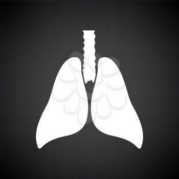 Human Lungs Icon. White on Black Background. Vector Illustration.