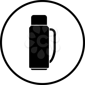 Alpinist Vacuum Flask Icon. Thin Circle Stencil Design. Vector Illustration.