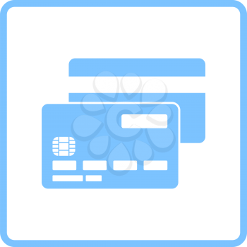 Front And Back Side Of Credit Card Icon. Blue Frame Design. Vector Illustration.