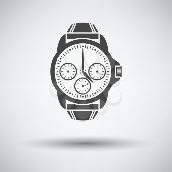 Business Watch Icon. Dark Gray on Gray Background With Round Shadow. Vector Illustration.