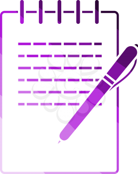 Notebook With Pen Icon. Flat Color Ladder Design. Vector Illustration.