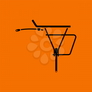 Bike Luggage Carrier Icon. Black on Orange Background. Vector Illustration.