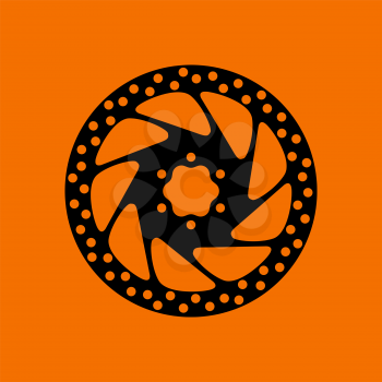 Bike Brake Disc Icon. Black on Orange Background. Vector Illustration.