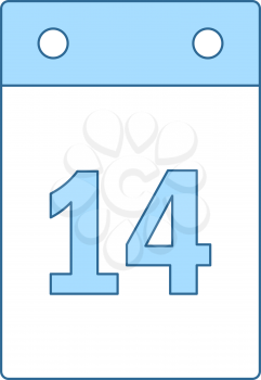 Valentine Day Calendar Icon. Thin Line With Blue Fill Design. Vector Illustration.