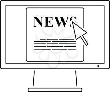 Monitor with news icon. Thin line design. Vector illustration.