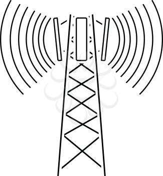 Cellular broadcasting antenna icon. Thin line design. Vector illustration.