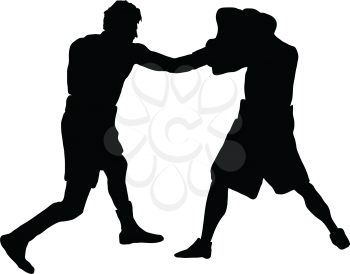 Boxing silhouette. Black on White. Vector illustration.