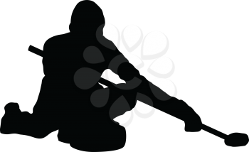 Curling silhouette. Black on White. Vector illustration.