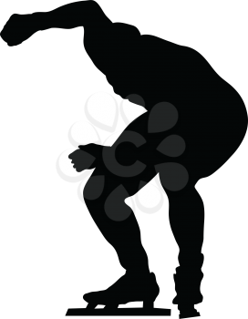 Skating man silhouette. Black on white.  Vector illustration.