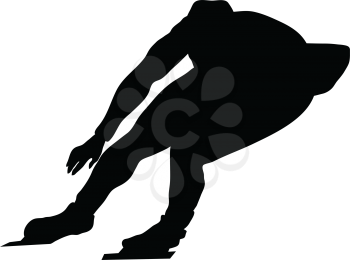 Skating man silhouette. Black on white.  Vector illustration.