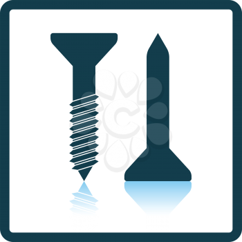 Icon of screw and nail. Shadow reflection design. Vector illustration.