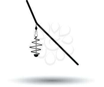 Icon of  fishing feeder net. White background with shadow design. Vector illustration.
