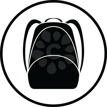 School rucksack  icon. Thin circle design. Vector illustration.