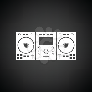 DJ icon. Black background with white. Vector illustration.