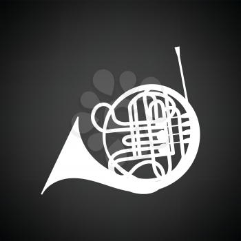 Horn icon. Black background with white. Vector illustration.