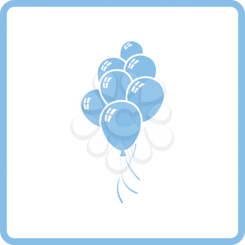 Party balloons and stars icon. Blue frame design. Vector illustration.