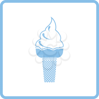 Ice cream icon. Blue frame design. Vector illustration.