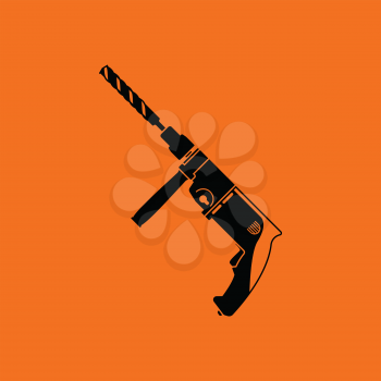 Electric perforator icon. Orange background with black. Vector illustration.