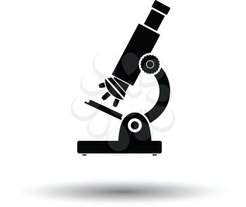 School microscope icon. White background with shadow design. Vector illustration.