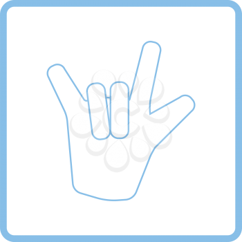Rock hand icon. Blue frame design. Vector illustration.
