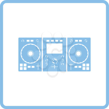 DJ icon. Blue frame design. Vector illustration.