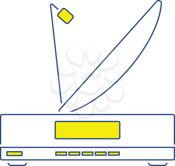 Satellite receiver with antenna icon. Thin line design. Vector illustration.