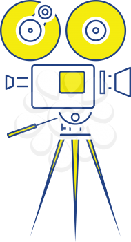 Retro cinema camera icon. Thin line design. Vector illustration.