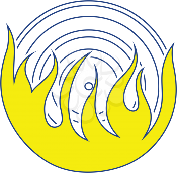 Flame vinyl icon. Thin line design. Vector illustration.