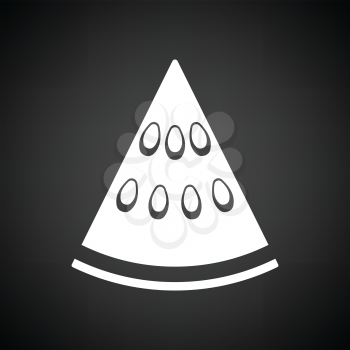 Icon of Watermelon. Black background with white. Vector illustration.