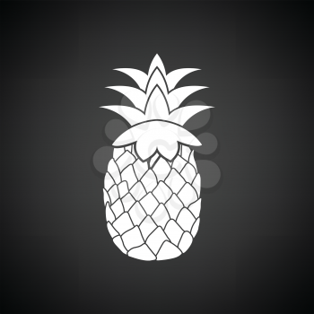Icon of Pineapple. Black background with white. Vector illustration.