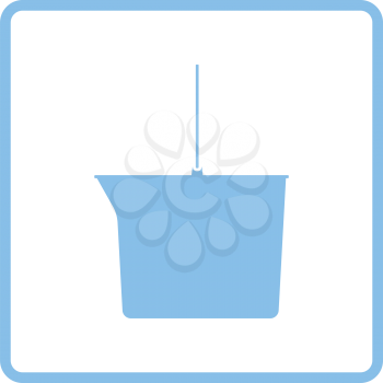 Icon of bucket. Blue frame design. Vector illustration.