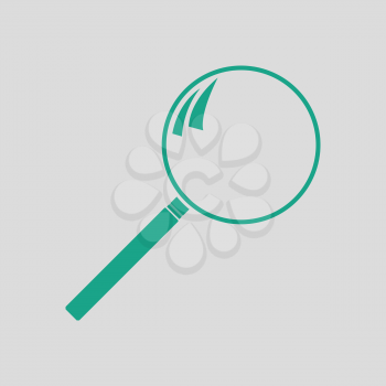 Loupe icon. Gray background with green. Vector illustration.