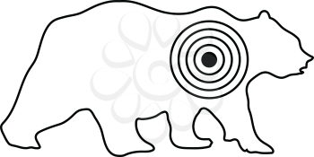 Icon of bear silhouette with target . Thin line design. Vector illustration.
