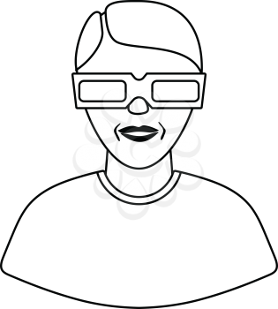 Man with 3d glasses icon. Thin line design. Vector illustration.