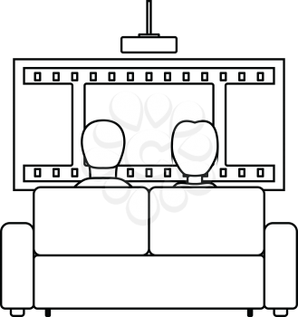 Cinema sofa icon. Thin line design. Vector illustration.