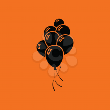 Party balloons and stars icon. Orange background with black. Vector illustration.