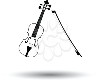 Violin icon. White background with shadow design. Vector illustration.