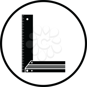 Setsquare icon. Thin circle design. Vector illustration.
