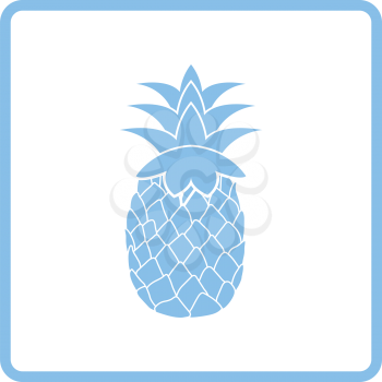 Icon of Pineapple. Blue frame design. Vector illustration.