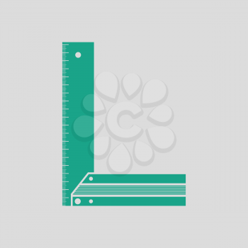 Setsquare icon. Gray background with green. Vector illustration.