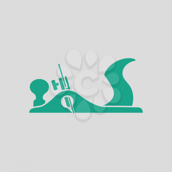 Jack-plane tool icon. Gray background with green. Vector illustration.